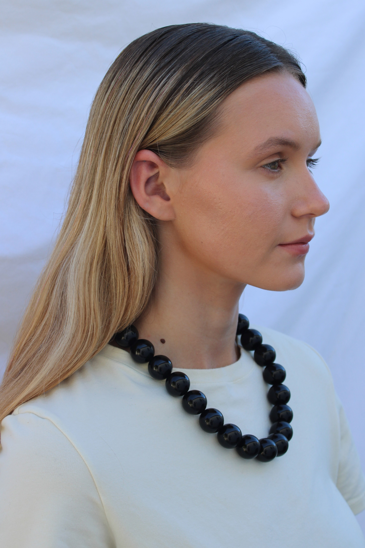 Capri Necklace | Oversized Black Bead Statement Necklace | Zoila