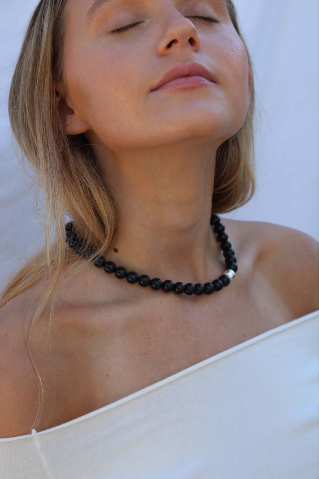 Lido Necklace, black beaded choker necklace by Zoila - view 6