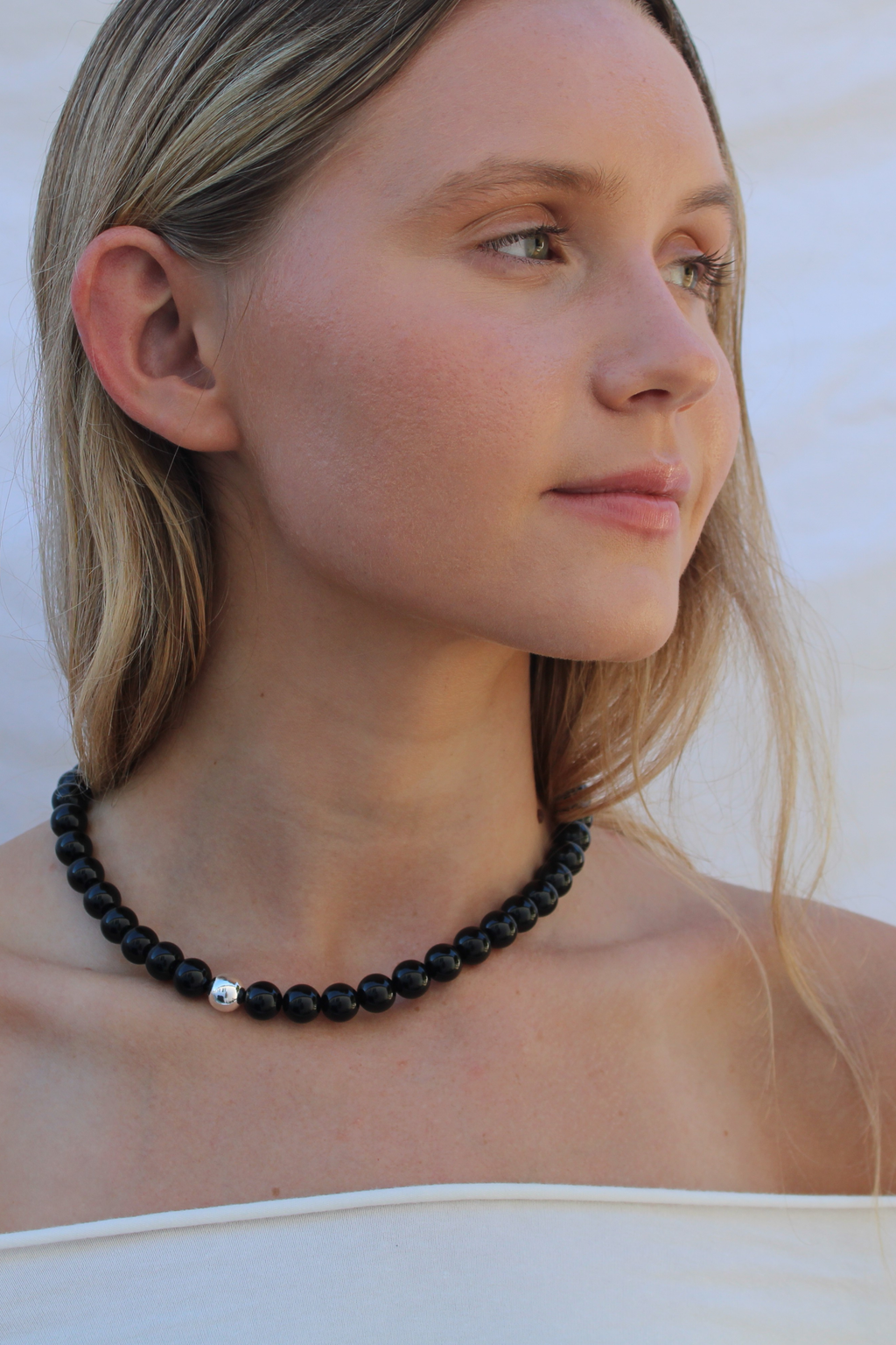 Lido Necklace, black beaded choker necklace by Zoila - view 5