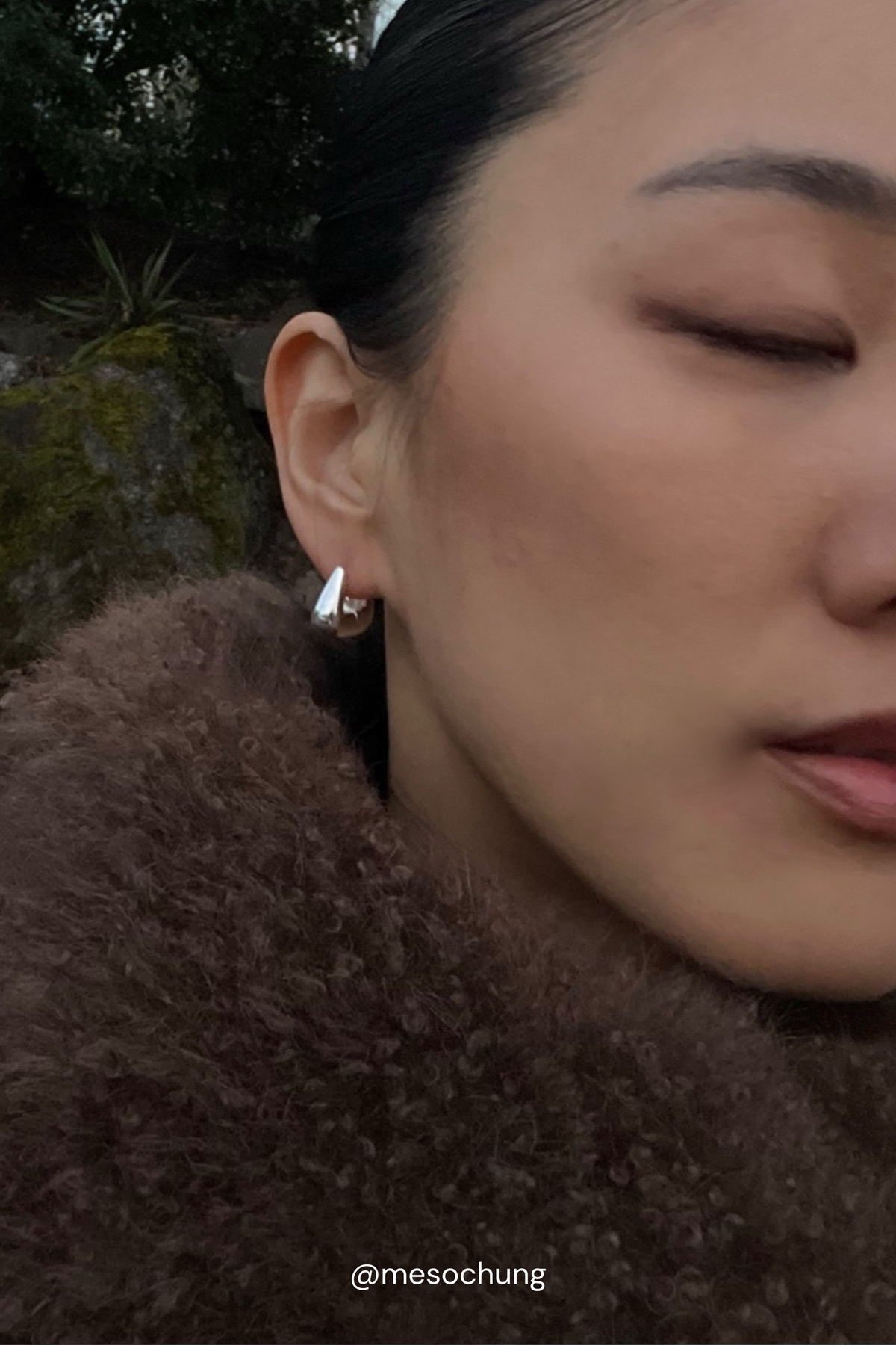 Sculpted Huggies, sculptural silver huggie hoop earrings by Zoila - view 6